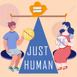 男女平权创意插画模板