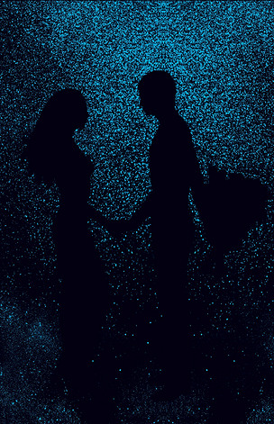 原创情侣星空剪影背景图