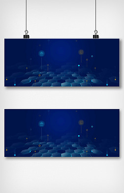 科技风简约商务互联网线条蓝色海报