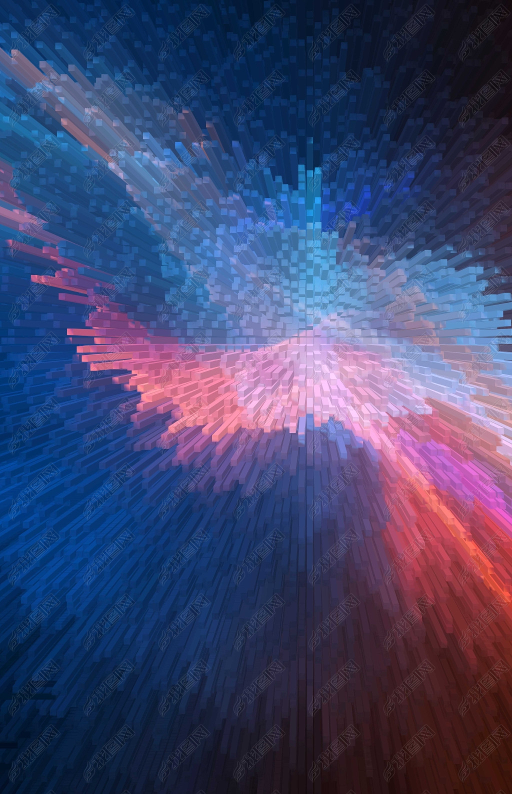 原创个性时尚酷炫彩色渐变3d柱体背景海报