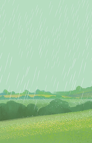 简约清新下雨田园海报背景