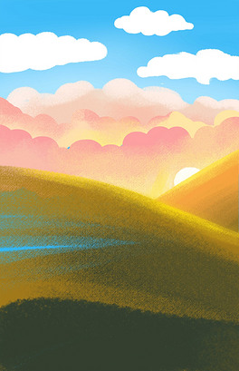 卡通晚霞背景下载