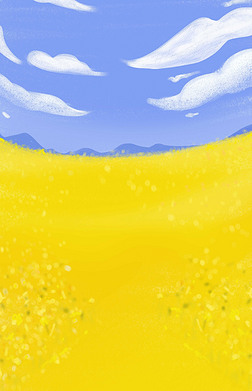 卡通油菜花图片创意背景|春天油菜花田涂鸦风卡通背景