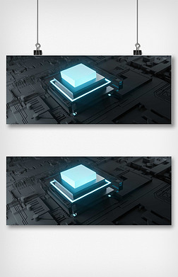 蓝色5g科技电路板芯片淘宝banner