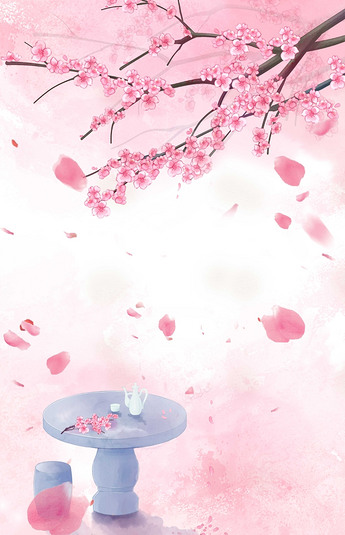 原创中国风水墨水彩桃花古典古风意境海报版权可商用