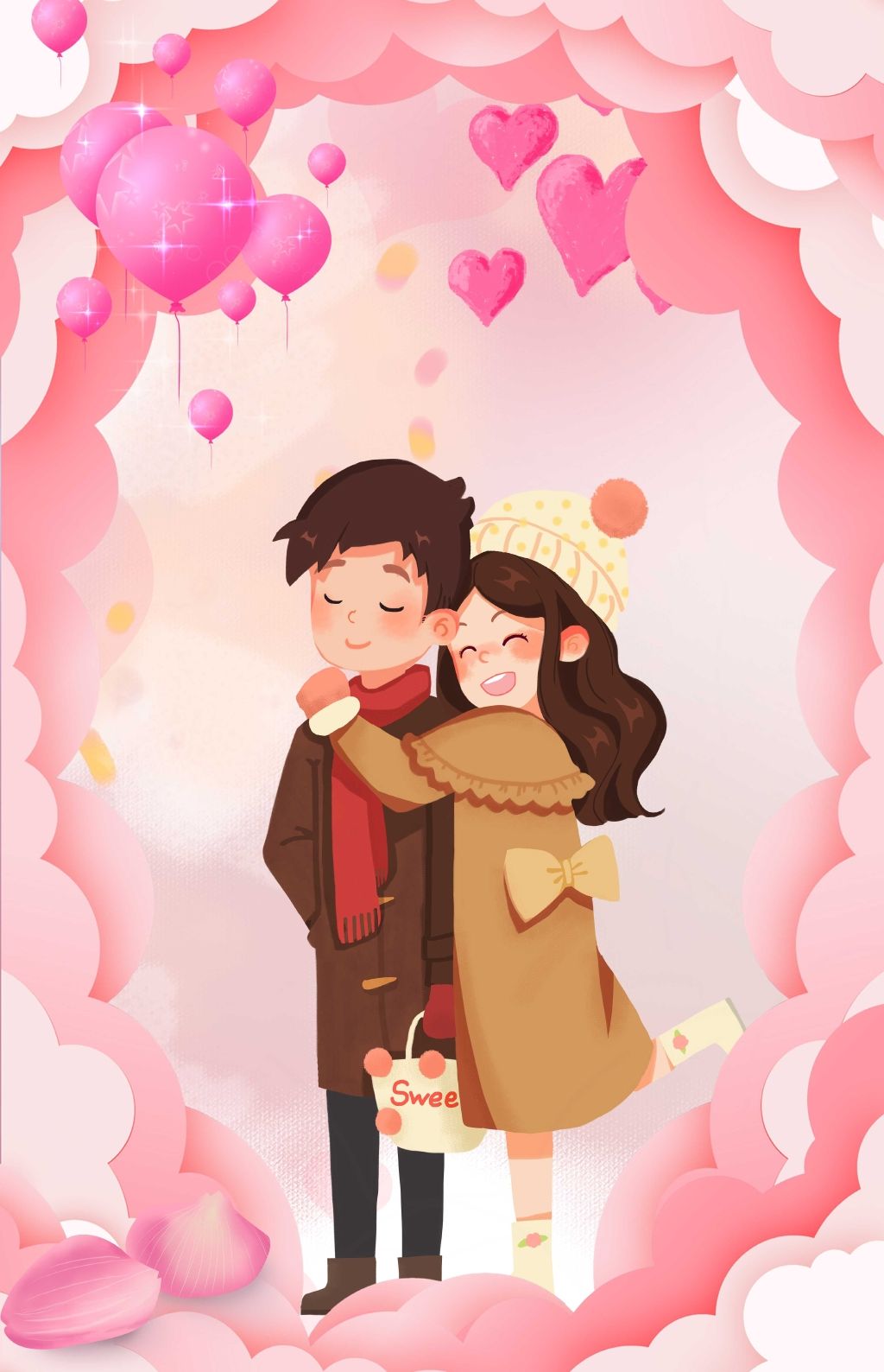 520情人节男女生拥抱海报背景图