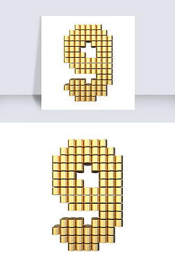 9字艺术艺术字|圆柱金属立体艺术数字9
