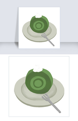 手绘蛋糕奶油抹茶卷