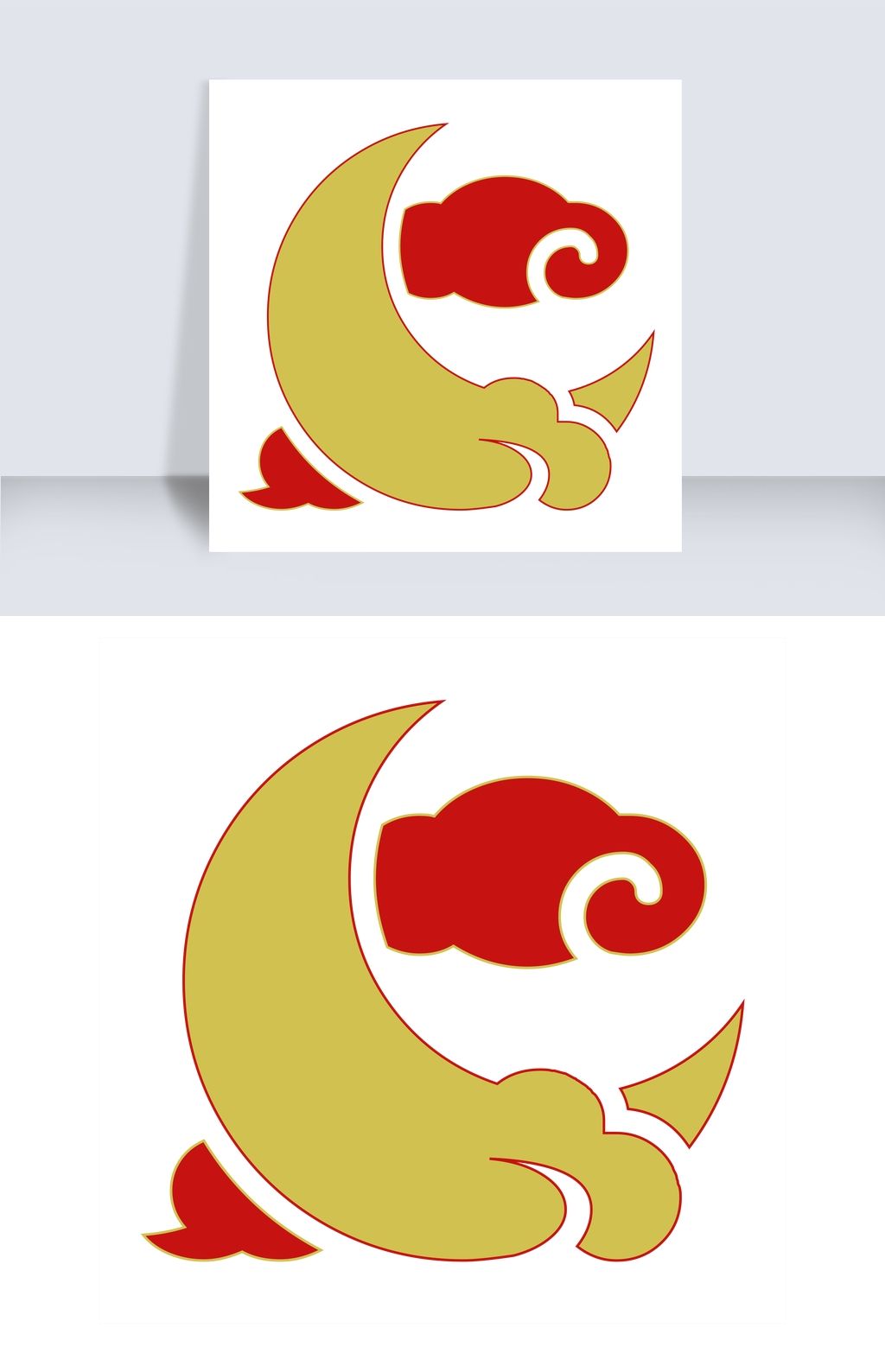 中式传统祥云月亮图案