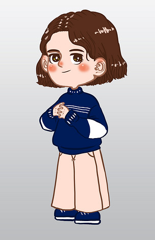 女生节蓝色卫衣的温柔漂亮女生卡通人物