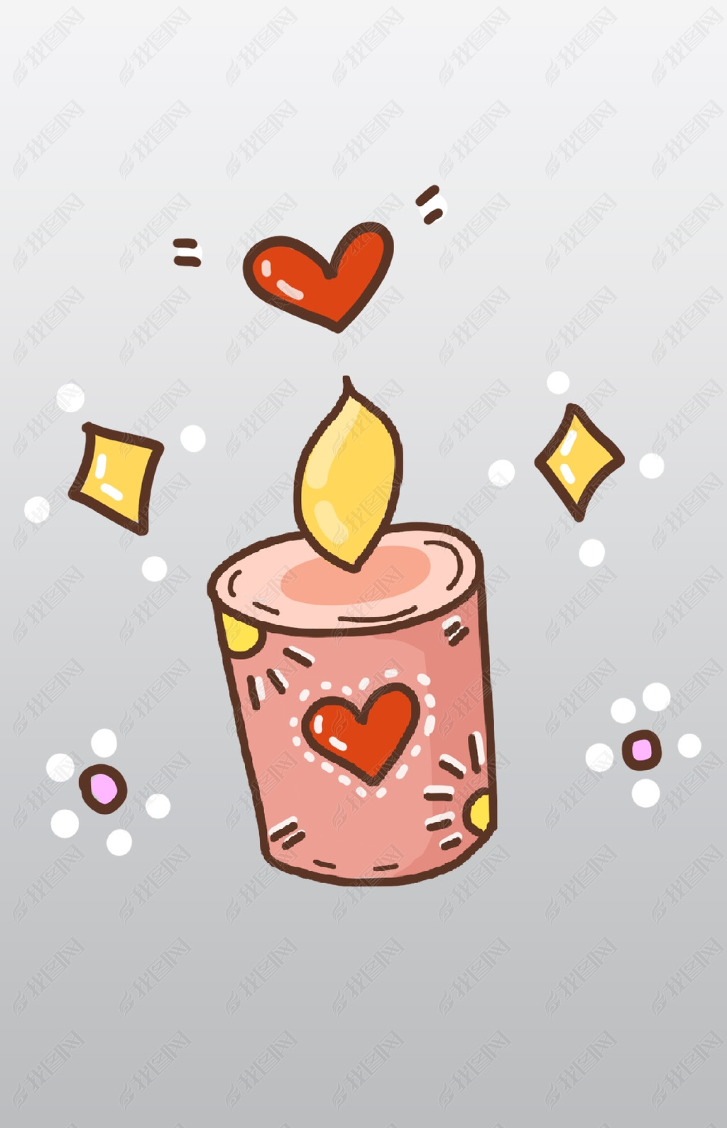 情人节爱心蜡烛插画