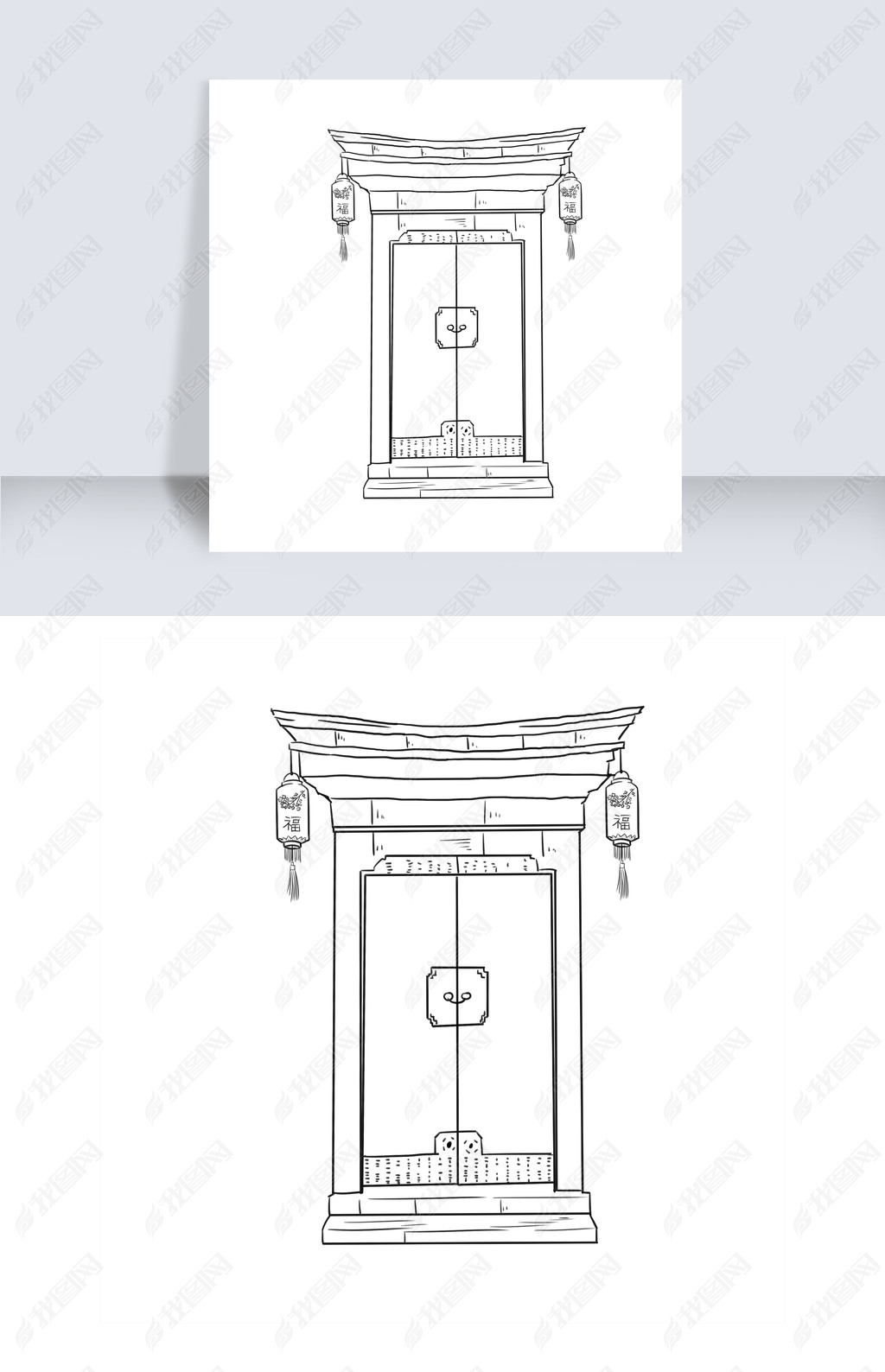 传统门饰简笔画五年级图片