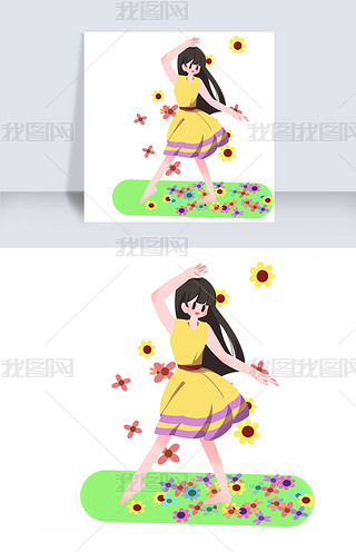 卡通小女孩跳舞背景图专题模板-卡通小女孩跳舞背景图图片素材下载-我