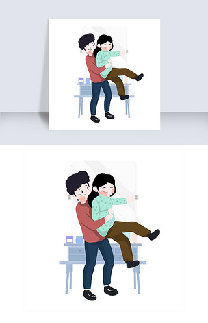 原创情人节恩爱打闹插画