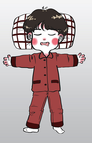 世界睡眠日红色睡衣睡得很香的卡通男孩