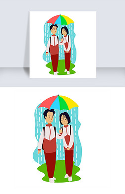 情人节情侣雨中漫步浪漫