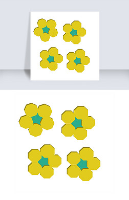 手绘卡通五瓣黄色花朵