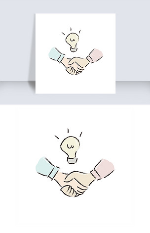 可爱握手合作手绘漫画