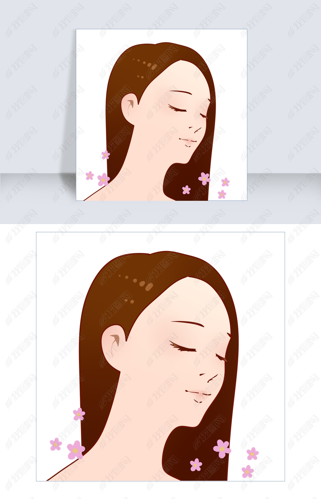 手绘女孩美容海报插画