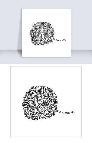 黑白线条手绘毛线团