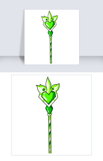 绿色宝石手绘法杖元素