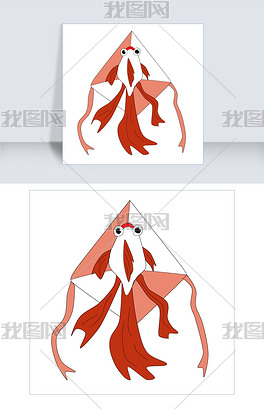 手绘金鱼风筝插画