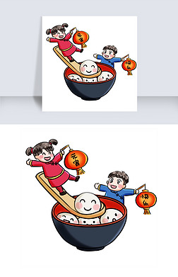 2019新年元宵节系列卡通手绘q版元宵快乐