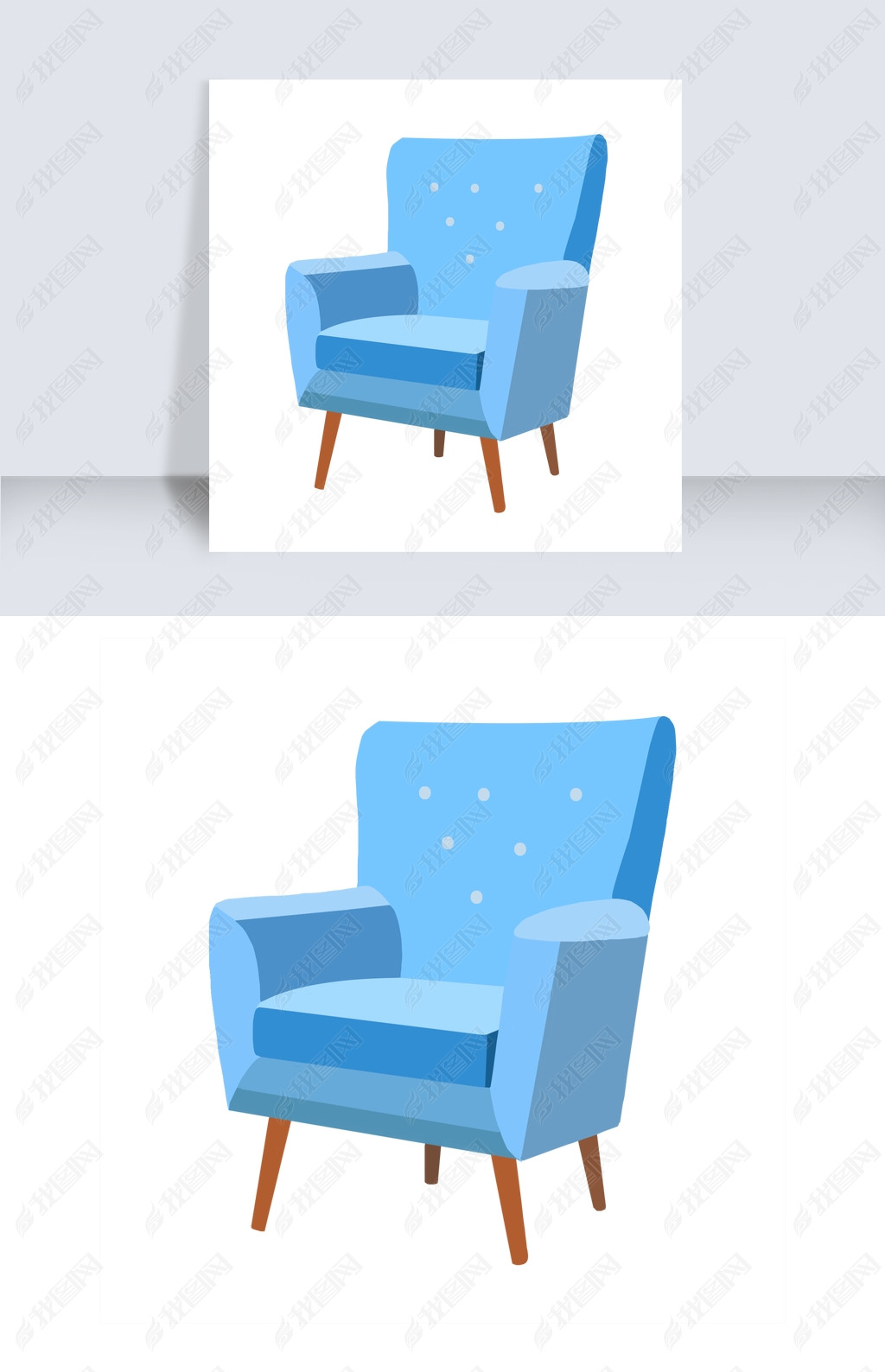 2.5d沙发手绘插画