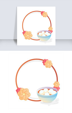 矢量手绘花朵边框汤圆