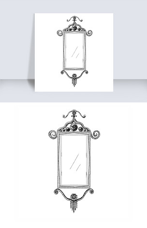 黑色的线描镜子手绘插画下载-编号19462472-儿童节-我图网