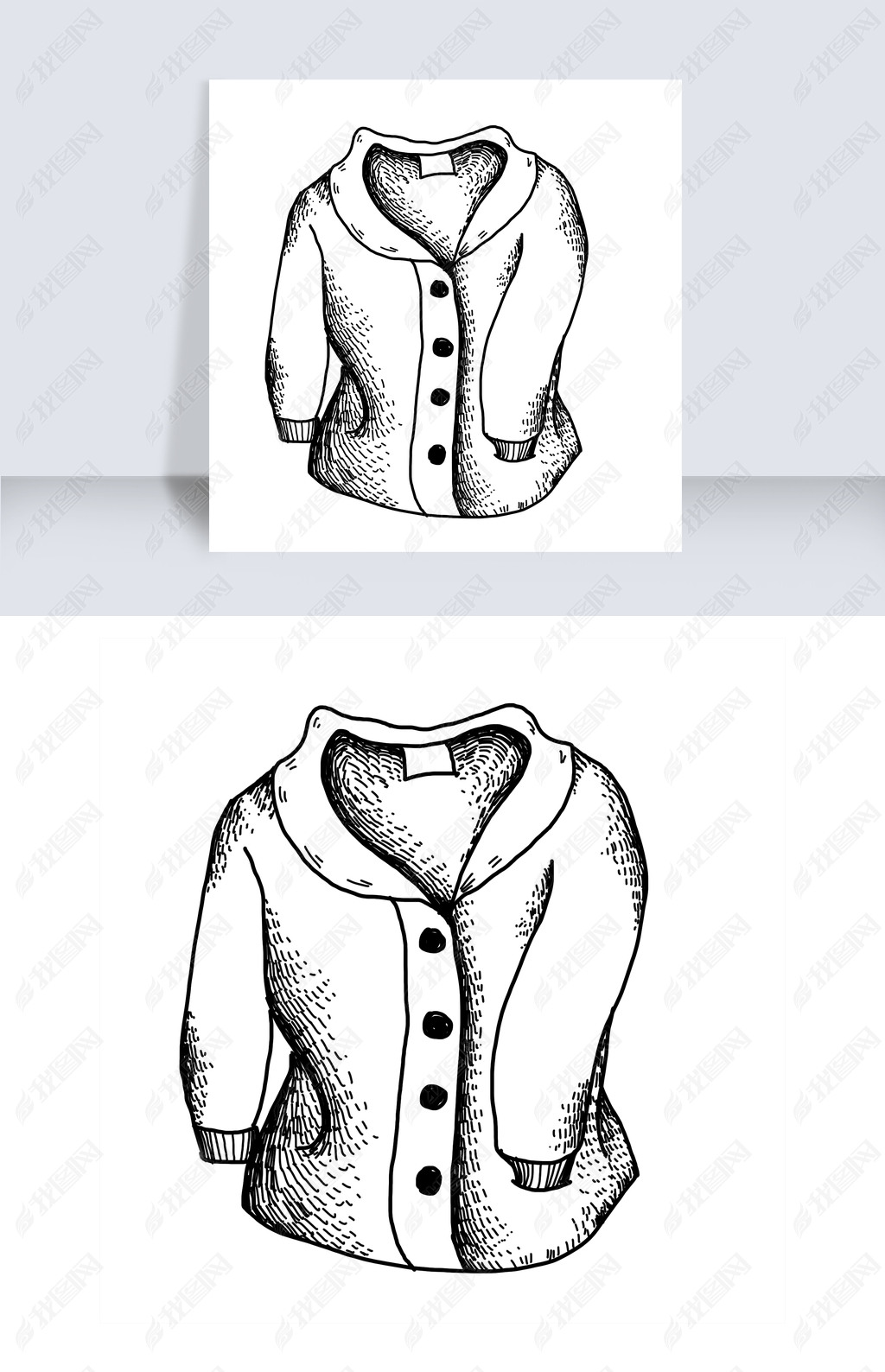 原创手绘上衣线稿插画