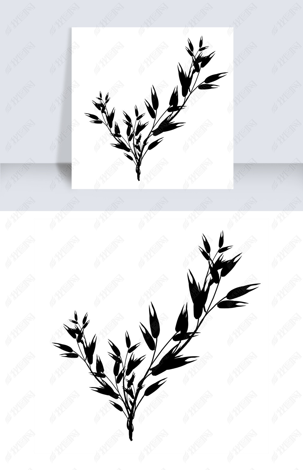 黑白素描五谷杂粮麦穗