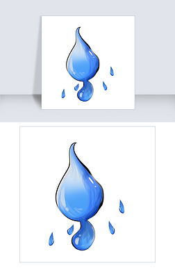 水花装饰画免抠元素|水滴装饰画水珠水花蓝色透明