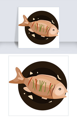 盘子里的美食红烧鱼元素下载