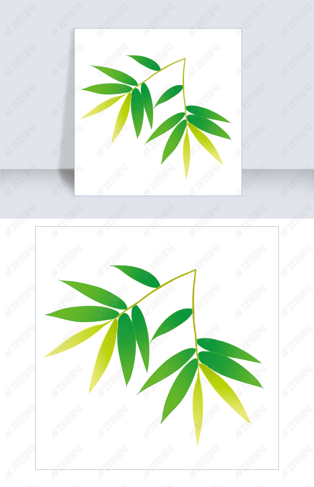 原创竹子大自然绿色竹叶卡通