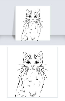 高冷黑白手绘线条猫咪