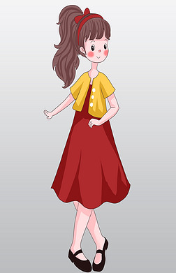 跳舞的女生免抠元素|卡通手绘跳舞的女生