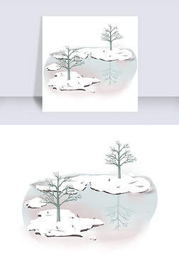 蓝色系手绘冰面雪地背景图