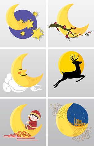 手绘发光的满月图