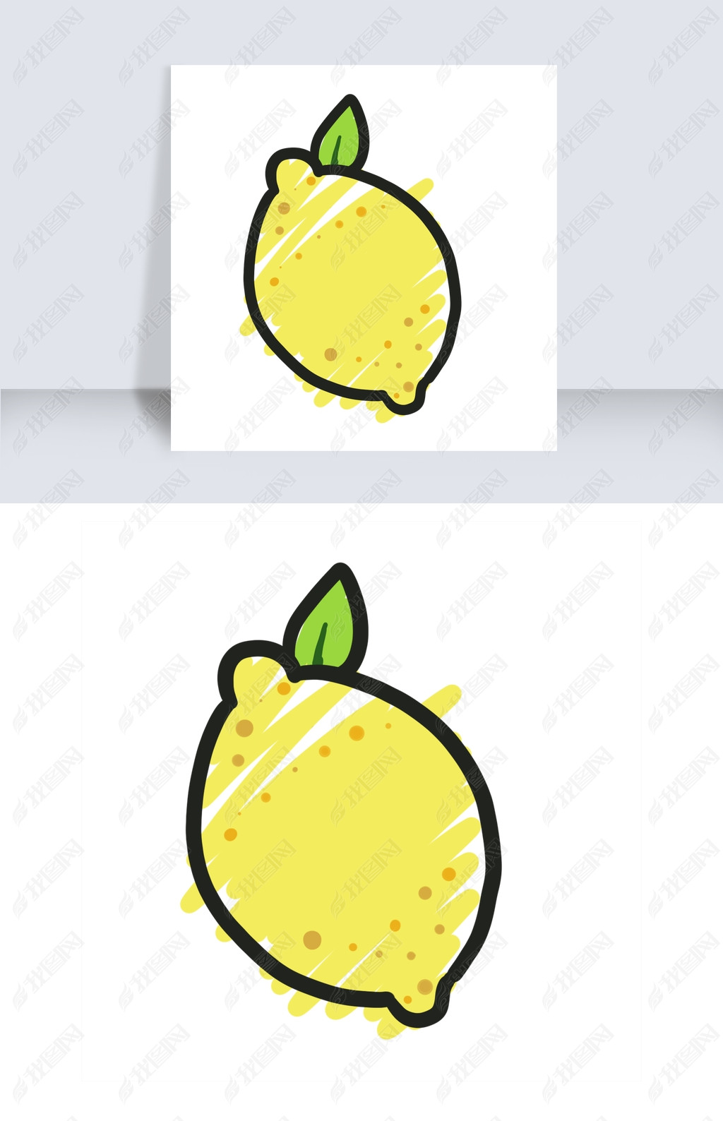原创可爱卡通涂鸦柠檬png免抠