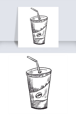 线稿可乐饮料杯子手绘插画素材