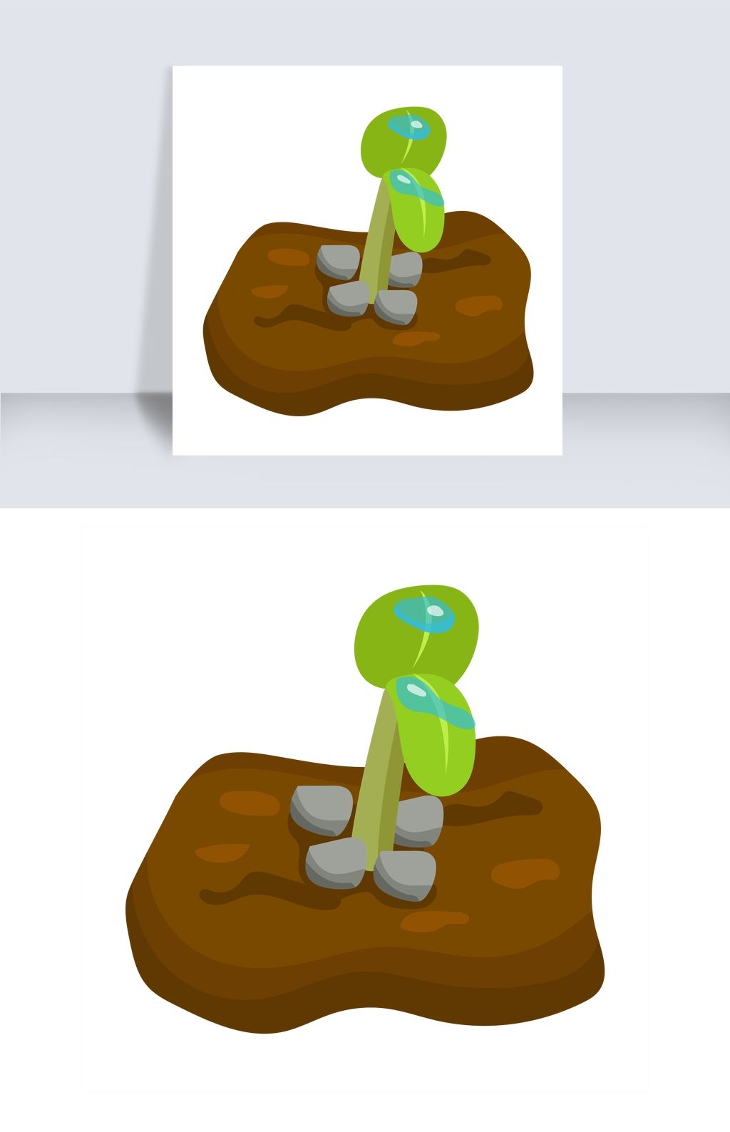 水彩土壤植物发芽插画