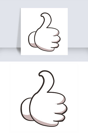 原创手绘右手点赞手势插画