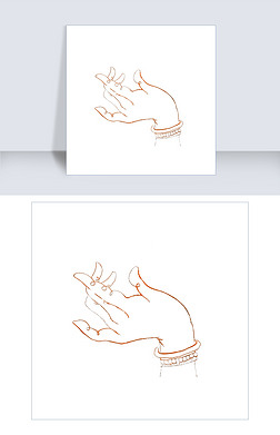 手拈花菩萨佛教白描国画png