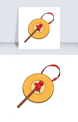 铜鼓免抠元素|手绘铜鼓鼓槌插画