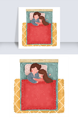 情侣相拥免抠元素|世界睡眠日情侣相拥温馨入眠png免抠图