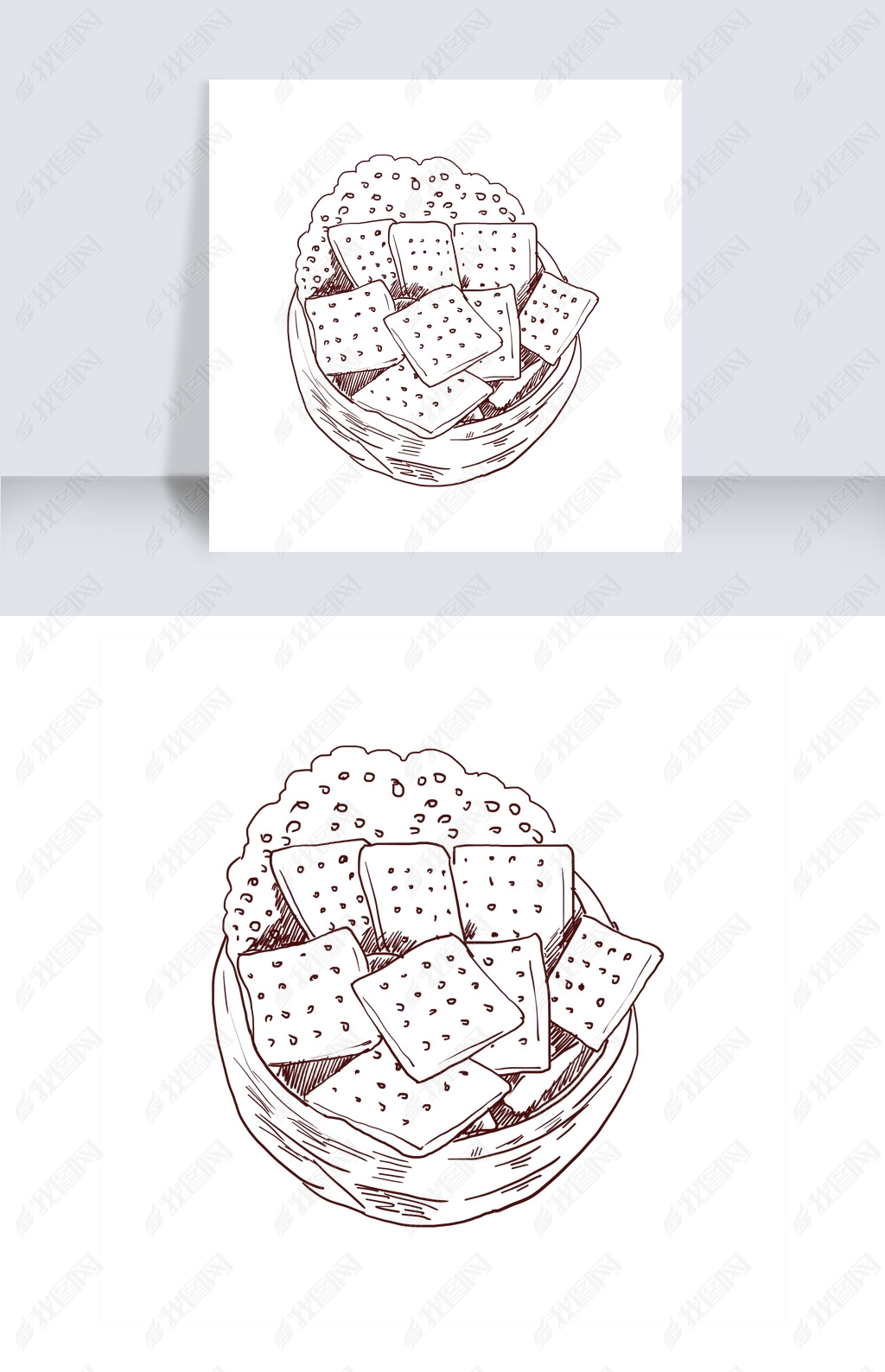 原创线描锅巴美食插画版权可商用