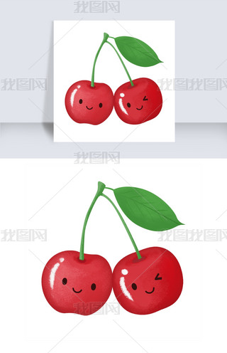 q版可爱拟人手绘樱桃
