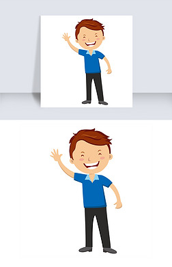 挥手 卡通免抠元素|卡通手绘挥手的小男孩免抠图