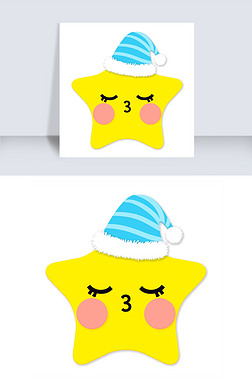 戴睡帽q版可爱睡觉小星星